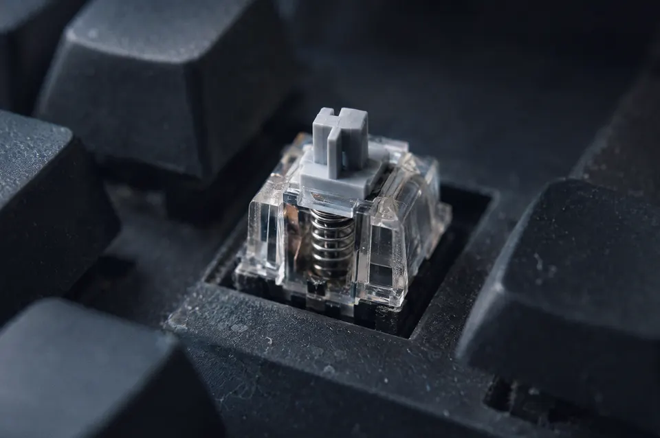 Illustration: The switch beneath a removed keyboard key